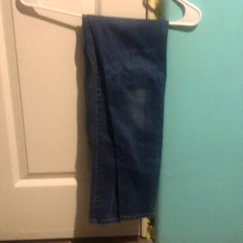 Light washed jeans. They are wax jeans. They are pretty stretchy from the waist